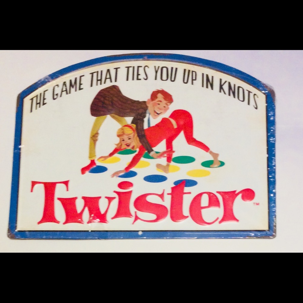 Twister Tin Metal Sign Game That Ties You In Knots Vintage Deaign